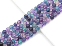 Genuine High Quality Purple Green Fluorite Round Smooth Beads, Sku#U1378