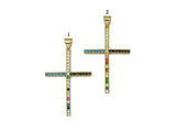 Colorful CZ Cross Pendant, Sku#LK598