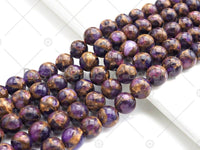 Gold Clinquant Beads, 4mm/6mm/ 8mm/10mm/12mm, Cloisonne Purple Color, 15.5" Full Strand Wholesale Gemstones,sku#U953