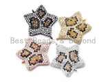 CZ Micro Pave Five Point Star with Brown Dot Connector, 22mm, Sku#E148