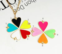 Enamel Heart Paperclip Chain Necklace, Sku#CL04