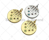 Colorful CZ Celebrition Star  Round Coin Pendant/Charm, Sku#L416