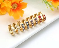 Gold Dots Colorful Enamel Huggie Earring, Y573