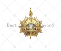 CZ Micro Pave Evil Eye On North Star Shaped Pendant/Charm,Gold Radiate Cubic Zirconia Pendant Charm,19x21mm,sku#Y315