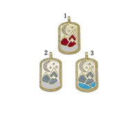 Gold CZ Enamel Mountain Moon Charm, Sku#JL145