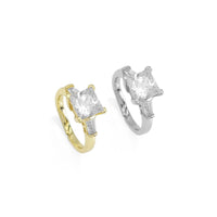 Gold Silver Clear Square CZ Adjustable Ring, Sku#A112