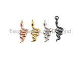 Slippy Snake Shape Pendant/Charm, Snake Cubic Zirconia Pendant, Silver/Gold/Black/Rose Gold Tone,9x27mm,Sku#Z503