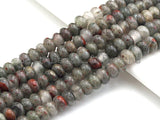 2mm Large Hole Natural Bloodstone Beads, Rondelle Smooth 6x10mm/5x8mm, 8" Long Strands, sku#U720