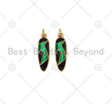 Green and Black Enamel Teardrop Shape Pendant,18K Gold Filled Enamel Charm,Enamel Jewelry,23x7mm,Sku#LK410