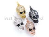 3D CZ Micro Pave Black Eye Skull Charm, 18x9x12mm, Cubic Zirconia Charm Pendant,Men's Jewelry,1pc/2pcs sku#F109