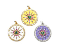 CZ Enamel Sunflower Charm, Sku#B163