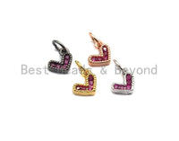 Fuchsia CZ Micro Pave Heart Shaped Pendant/Charm, Pink Heart Charm, Cubic Zirconia Pendant Charm,7x7mm,sku#Z539