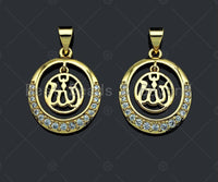 CZ Micro Pave Curve Pattern On Round Ring Shaped Pendant/Charm, Gold Cubic Zirconia Pendant Charm,17x21mm,sku#F1268