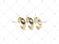 CZ Evil Eye on Enamel Oval Shape Adjustable Ring, Sku#Y543