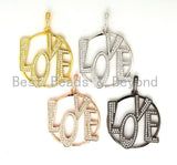 CZ Micro Pave Large LOVE Round Pendant with bail,35x39mm, Cubic Zirconia Love Pave Pendant Beads, Pave Pendant, SKU#F514