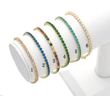 Colorful CZ Gold Tennis Chain Bracelet, Sku#LD346