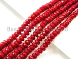 High Quality Natural Dyed Red Coral Beads, 2x4mm Rondelle Faceted Gemstone Beads, Coral Beads, Red Sparkle beads, 15.5inch strand, SKU#U117