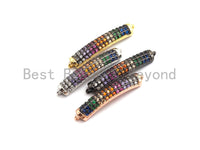 Rainbow CZ Micro Pave Curved Bar Connector for Bracelet, Link Connector, Spacer Connector, 5x30mm/4x40mm,sku#E427