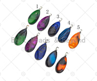 High Quality Natural Druzy Agate Teardrop Shape Pendant, Blue Pink Orange Green Necklace Agate Pendant, 20x40mm,Sku#YK12