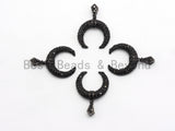 Black CZ Pave On Black Micro Pave Horn Charm Beads, Micro Paved Horn Pendant,19x19mm, sku#B97