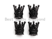 Black CZ Pave On Black Royal Crown Micro Pave Beads, Cubic Zirconia Crown Spacer Beads, Pave Beads, 10x7mm, sku#G319