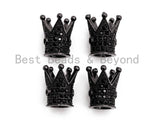 Black CZ Pave On Black Royal Crown Micro Pave Beads, Cubic Zirconia Crown Spacer Beads, Pave Beads, 10x7mm, sku#G319