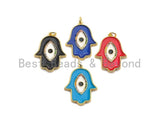 Enamel Colorful Evil eye On Hamsa Hand Pendant,CZ Micro Pave Oil Drop pendant,Enamel pendant,Enamel Jewelry,21x28mm,sku#F971