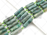 Natural Green Agate Cylinder Spacer Beads, Green Agate Spacer Beads, Tibetan Dzi Beads, 10x30mm, Sku#U1018