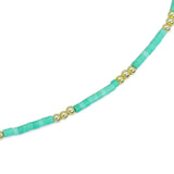 Green Gemstone Beads with Gold Spacer Necklace, sku#EF552