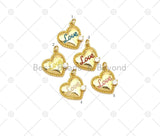 CZ Micropave Colorful Enamel Love Word On Heart Shape Pendant, 18K Gold Filled Heart Charm,Necklace Bracelet Pendant, 16x14mm, Sku#JL54