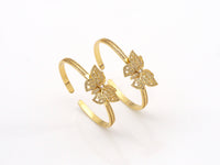 CZ Micro Pave Butterfly Bracelet, 18K Gold Filled Nail Bangel, CZ Butterfly Bangel,56x56 mm,Sku#LD143