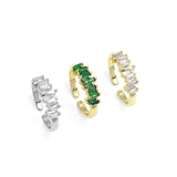 Gold Green CZ Adjustable Ring, Sku#LK807