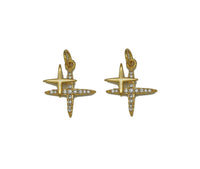 CZ Double North Star Charm, Sku#F1481