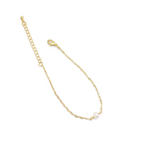 Dainty Freshwater Pearl Chain Adjustable Bracelet, Sku#EF455