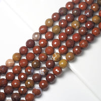 Genuine Red Yellow Agate Round Faceted Beads, Sku#U1748