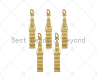 Gold Filled Bell Tower Shape Pendant, 18K Gold Filled Bell Tower Charm, Necklace Bracelet Charm Pendant, 5x26mm, Sku#Y441