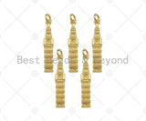 Gold Filled Bell Tower Shape Pendant, 18K Gold Filled Bell Tower Charm, Necklace Bracelet Charm Pendant, 5x26mm, Sku#Y441