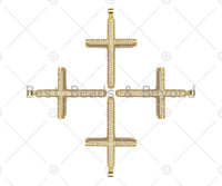 Large CZ Micro Pave Gold Cross Shape Pendant, Sku# LK142