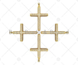 Large CZ Micro Pave Gold Cross Shape Pendant, Sku# LK142