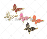 Enamel Colorful Butterfly Shape Charm,CZ Micro Pave Enamel Pendant,Enamel Jewelry,24x33mm,Sku#LK273