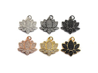 CZ Micro Pave Lotus Flower Shaped Pendant/Charm, Yoga Cubic Zirconia Pendant Charm, 21mm,sku#Z572