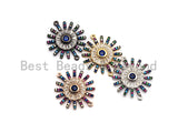 Colorful CZ Micro Pave Sunflower Starburst Connector for Bracelet/Necklace, Radial Pattern Connector, 20x25mm,sku#E467