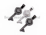 CZ Micro Pave Key Shape Pendant, Cubic Zirconia Key Shape Pendant for Necklace Bracelet Earrings Making,10x24mm,sku#Y39