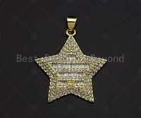 18K Gold Five Point Star Shape Pendant, Star Charm, Star Pave Pendant, Gold plated, 26mm, Sku#LK58