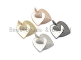 Micro CZ Pave Enamel Three Hearts Pendant, Micro Pave White Enamel Pendant, Heart Pendant, 27x29mm,sku#F929