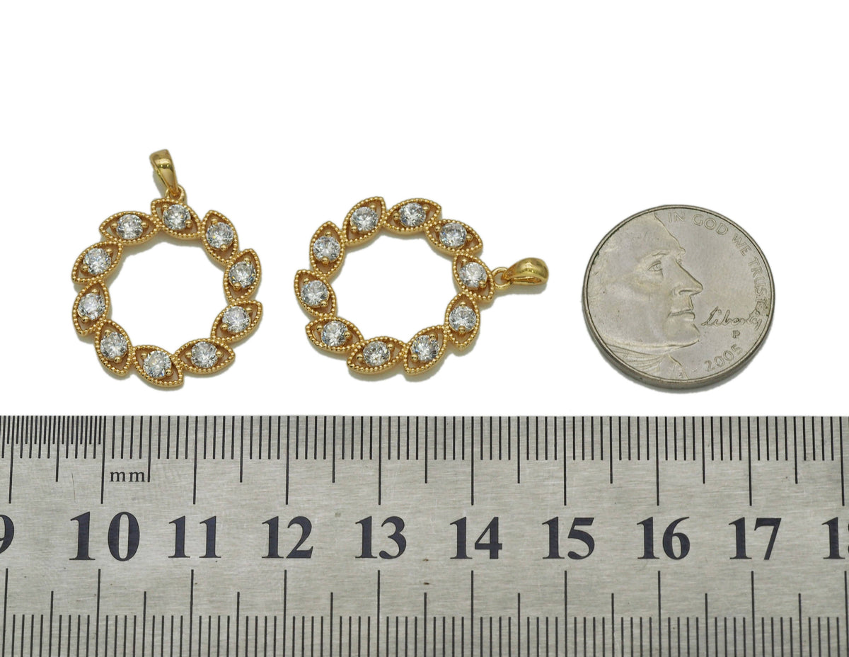 Gold Flower Frame Charm, 21mm, Sku#ZX86 – Bestbeads&Beyond