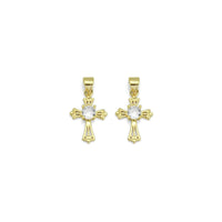 Gold Clear CZ Cross Charm, Sku#LX278