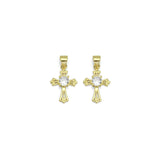 Gold Clear CZ Cross Charm, Sku#LX278