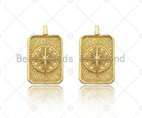 18k Dainty Gold North Star On Rectangle Shape Pendant,Gold Medallion Charm,Necklace Bracelet Charm Pendant,16x26mm,Sku#LK289