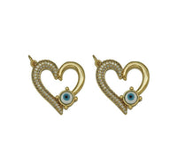 CZ MOP Evil Eye On Heart Charm, Sku#L668